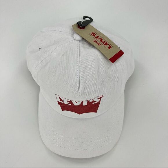 Levi’s SnapBack Baseball Hat White Red One Size NEW - Picture 2 of 9